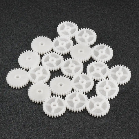 Plastic Gears Set 20 Pcs 26 Tooth Model 262A Reduction Gear Worm Gears For RC Car And Robot Motor displayed on black background