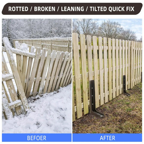 Adjustable Fence Post Repair Kit Pack Of Four For Quick Fix Of Rotted Tilted And Leaning Wood Posts With Heavy Duty Steel Anchor Stakes Easy Peasy Solution To Stabilize And Restore Fences
