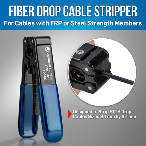 Fiber Optic Drop Cable Stripper For FTTH Cables 3.1 mm X 2.0 mm With FRP Or Steel Strength Members