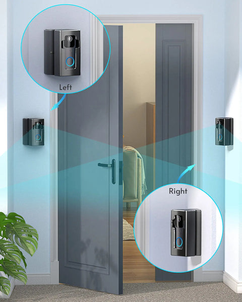 Adjustable Doorbell Angle Mount 35 To 145 Degrees Anti Theft Security Bracket For Most Video Doorbells in use on a door frame.