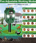 Solar Ultrasonic Animal Repeller With Motion Sensor Outdoor Pest Deterrent For Cats Dogs Rabbits Mice Squirrels Raccoons Skunks And Deer Waterproof Yard Garden Farm Defense With Flashing Light 2 Pack mounted outdoors