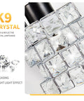 Close-up of K9 crystal lampshade releasing bright light effect