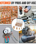 Brass Pipe Fittings Kit 24 Pieces NPT Female Hex Couplings Set including 1/8, 1/4, 3/8, 1/2-inch connectors for plumbing repairs