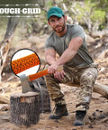 Man using axe with 750 Lb Beefy Nylon Paracord Rope Parachute Cord Type IV Mil Spec for Survival Kits Camping Tactical Gear
