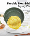 Detachable-Handle 10 Piece Camping Cookware Set Nonstick Induction Pots And Pans Green Granite Stackable RV Kitchen frying pan