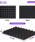 Top Shelf Pyramid Acoustic Foam Panels 50 Pack 16X12X2 Inches High Density Sound Absorbing Tiles with pyramid structure.