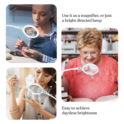 LightView Pro Flex 2 in 1 Magnifying Desk Lamp With 1.75x LED Light Magnifier Flexible Gooseneck For Crafts Reading Close Work