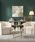 Super Snug White Barrel Accent Chair With Storage Ottoman In Thick Teddy Boucle Fleece Plush Lounge Seating For Living Room, cozy seating in stylish decor.
