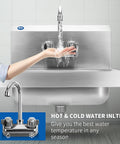 Stainless Steel Wall Mount Hand Sink 17x15 Inches With Strainer And Faucet, Commercial Grade NSF Certified, Rust Resistant 304 Steel