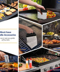 18-piece griddle accessories kit with stainless spatulas and PP-handle burger press for Blackstone flat-top grills