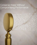 Artifacts Single-Function Handshower With 1.75 GPM Flow, Katalyst Air-Induction Technology Delivers A Powerful, Even Spray, Ergonomic Pivot Head For Targeted Hydromassage, Vibrant Brushed Moderne Brass Finish, Your Bath Upgrade showing water spray