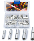 Non-Insulated Butt Connectors Kit 100 Pcs For 24-8 AWG Cu Wire Splice Connectors Uninsulated Crimp Connectors Copper
