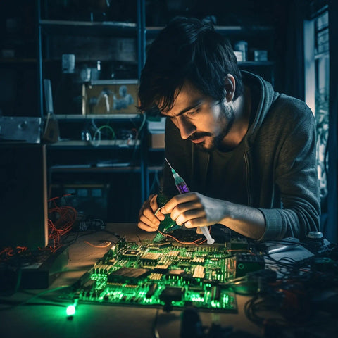 Technician using 2 Pack UV Curing Solder Mask Ink For PCBs Green Solder Mask BGA Solder Resist Ink for motherboard repair
