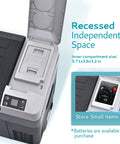 Portable 32 Quart 12 Volt Car Refrigerator And Electric Cooler Built Tough showing recessed independent space for small items.