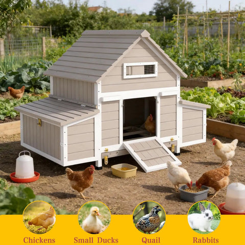 Large Outdoor Chicken Coop With Run For Backyard Poultry Nesting Boxes And Perches With Removable Tray Also Works As Rabbit Hutch