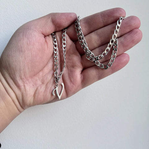 Unisex A-Z Initial Necklace In Stainless Steel, Cuban Link Chain, 21 Inch Length, Durable Letter Pendant For Men And Women