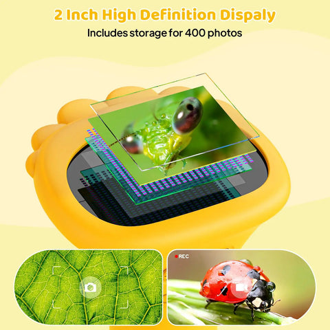 1000X Portable Microscope For Kids With 2 Inch Digital Screen Photo And Video Miniscope Pocket Microscope Gift For Boys And Girls 3-12 Years Old Cool Kid Friendly Three Level Adjustable LED Light Easy To Use STEM Toy, orange screen view