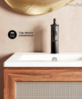 18 Inch Ceramic Square Vanity Sink Top With Integrated Bowl, Top Mount Install, modern bathroom countertop view