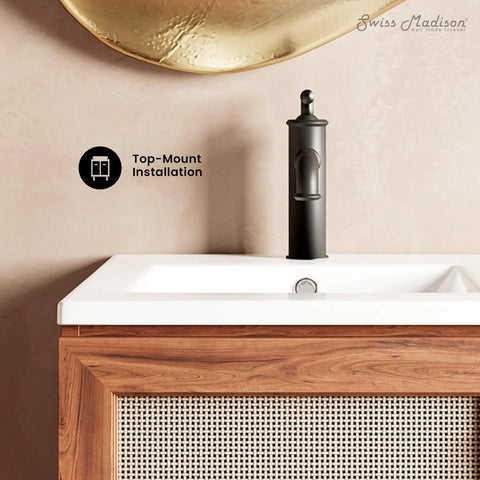 18 Inch Ceramic Square Vanity Sink Top With Integrated Bowl, Top Mount Install, modern bathroom countertop view
