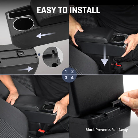 Installation guide: Mitsubishi Mirage 2014-2024 Armrest Box Center Console Organizer Leather Armrest With Dual Layer Storage Cup Holder