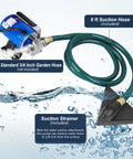 115V 1/10 HP Powerful Water Transfer Pump With Hose Kit, non-submersible design, 6 ft suction hose, blue pump and strainer