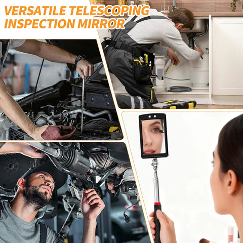 Magnetic Pickup And Inspection Mirror Set With Telescoping Handles And 360 Degree Swivel Heads For Easy Hidden View