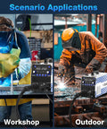250 Amp MIG Welder 120V 240V RBM2500 Pro 8 In 1 Multiprocess Welding Machine in workshop and outdoor settings