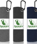 3 Pack 16 By 16 Inch Golf Towels For Men On The Go With Carabiner Clip Premium Waffle Pattern Microfiber Towel in three colors