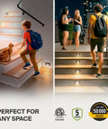 LED Recessed Step Light for Outdoor and Indoor Stairs 3CCT Dimmable Waterproof ETL Listed 3W 120LM 120V in use on stairs