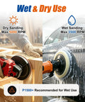 Wet and dry use demonstration of Premium 6 Inch Wet Dry Hook And Loop Sanding Discs with max RPM ratings for wood and car projects.