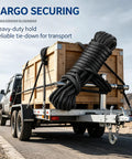 Cargo secured with Four Pack Boat Dock Lines 3/8 Inch By 15 Feet Nylon Double Braided Rope With 12 Inch Loop on trailer
