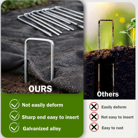 200 Pack Landscape Staples Garden Stakes 6 Inch 11 Gauge Galvanized Ground Pins for Weed Barrier Irrigation Tubing and Lawn Decor Heavy Duty Anti Rust Construction comparison