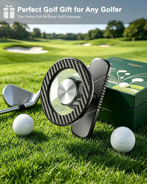 Knockout Magnetic Golf Cart Phone Mount With Heavy Duty Aluminum Bracket on grass, showing compact design for secure device mounting.