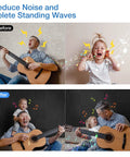 Before and after two images showing soundproofing effects using Twelve Pack Self Adhesive Acoustic Foam Panels One Inch Thick High Density Quick Recovery Sound Proof Wall Tiles For Gaming Room And Home Studio Black Super Tight Fit That Totally Crushes Background Noise.