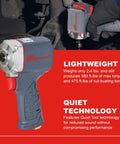 Ultra Compact Three Eighth Inch Air Impact Wrench With Quiet Operation, 475 Foot Pounds Nut Busting Torque in action
