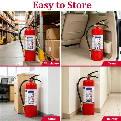 Badass 10 LB ABC Fire Extinguisher Dry Chemical Multi Purpose Nuke Kitchen Grease Electrical Spark Wood Blaze With Quick Release Handle in warehouse.
