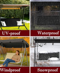 Heavy Duty Porch Swing Seat Cover Replacement For 2 To 3 Seater Chairs 680D Thickened Waterproof Oxford Fabric in various weather conditions