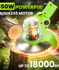 Cordless Weed Wacker With Wheels 4 In 1 Electric Weed Eater Brush Cutter Edger And Trimmer cutting wood with 850W motor.