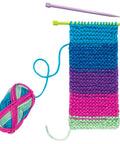 Learn To Knit Pocket Scarf Kit For Beginners, Easy DIY Knitting Craft For Kids 9 Plus with colorful yarn and needles
