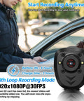 Wearable Body Cam On The Job With 128GB Memory Card Night Vision IR HD 1080P Loop Recording 4 To 6 Hour Battery Life Portable