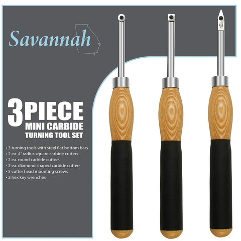 3 Piece Mini Carbide Wood Turning Tool Set With Foam Lined Case For Lathe Projects Great For Pens Pencils Goblets Tops Acorns Bottle Stoppers And Other Small To Mid Size Turning Projects