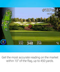 Golf GPS Range Finder With Pin Lock, Pin To Flag Accuracy Within 10 Inches, Range Up To 450 Yards screen view with 2D overlays