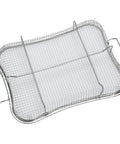Stainless Steel Air Fryer Basket Set For Oven With Nonstick Mesh Rack 360 Degree Air Flow Roasting Tray shown top view.