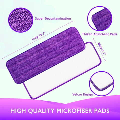 Reusable Power Mop Pads Refills For Swiffer PowerMop Premium Microfiber Cleaning Pads That Are Washable And Durable Replacement For Disposable Refills Attaches Securely For Deep Cleaning Floors And Surfaces purple microfiber pad 15.7 x 5.1 in with Velcro