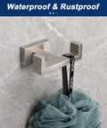 Double Towel Hook Set In Brushed Nickel Built Tough SUS304 Stainless Steel Wall Mounted Coat Hanger holding bath sponge