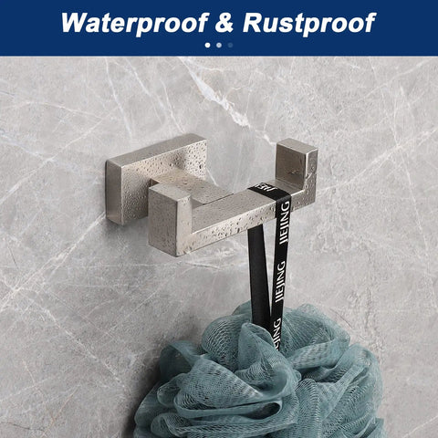 Double Towel Hook Set In Brushed Nickel Built Tough SUS304 Stainless Steel Wall Mounted Coat Hanger holding bath sponge