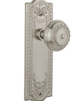 Meadows Privacy Door Knob Set With Plate, 2 3 8 Backset, Satin Nickel Finish, Traditional Mounting For Vintage Or New Doors