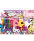 Hello Kitty And Friends 22-Piece Stationery Set With Totally Cute Kawaii Notebooks, Squishy Stickers, Sticky Notes And Sanrio Accessories For School Or Office, Cinnamoroll Themed Supplies In A Zippered PVC Case in clear view.