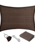 Brown Sun Shade Sail 6 Foot By 8 Foot Outdoor Canopy Rectangular Awning Fabric set with accessories displayed.