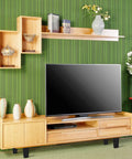 Modern TV stand with 8 Pack 5.7 Inch Plastic Furniture Legs For Sofas Chairs Cabinets Dressers And Beds in black, tapered design